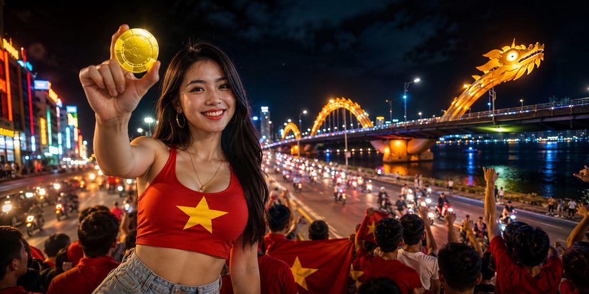 Người chơi Đà Nẵng kiểm tra kết quả xổ số và khuyến mãi trực tuyến dưới ánh đèn neon